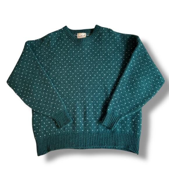 Vintage 80s 90s Woolrich Wool Sweater Birdseye Hand Framed Green Fisherman XL - Picture 7 of 8